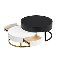 Streamdale Modern Round Lifttop Nesting Coffee Tables With 2 Drawersnatural