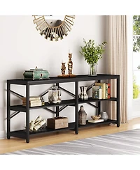 Tribesigns 70.9 Inch Extra Long Console Table, Modern Sofa Table Behind Couch Table with Storage Shelves, 3-Tier Industrial Hallway Entryway Table for