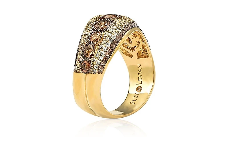 Suzy Levian Sterling Silver Cubic Zirconia 9 Stone Pave Ring