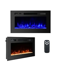 Mondawe 30" Recessed Wall-Mounted Electric Fireplace 5000 Btu Heater with Remote Control