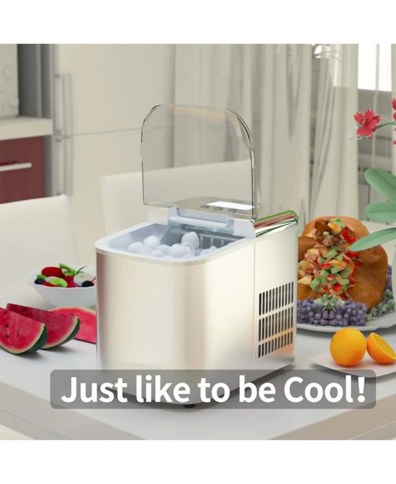 Sugift 26 lbs Countertop Lcd Display Ice Maker with Ice Scoop