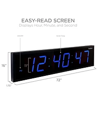 Ivation Large Digital Clock, 72" Led Wall Clock with Alarms, Timer & More