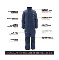 RefrigiWear Big & Tall 54 Gold Coveralls Insulated Work Overalls, Cold Weather Protection for Full-Body Warmth