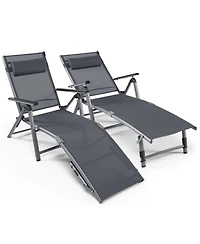 Slickblue Outdoor Aluminum Chaise Lounge Chair with Quick-Drying Fabric