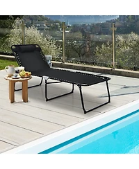 Slickblue 4 Position Folding Lounge Chaise with Adjustable Backrest and Footrest