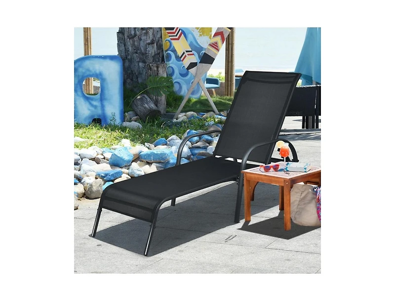 Slickblue Adjustable Patio Chaise Folding Lounge Chair with Backrest