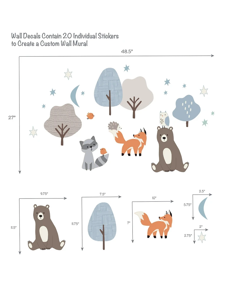 Bedtime Originals Sleepytime Bear Woodland Animals Wall Decals/Stickers