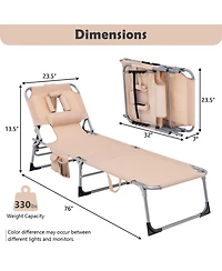 Slickblue Folding Beach Lounge Chair with Pillow for Outdoor