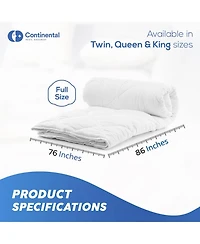 Continental Bedding 700 Fill Power Summer White down European Comforter, Full