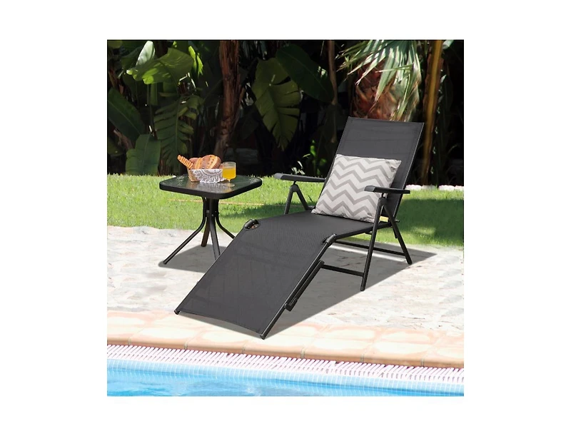 Slickblue Patio Foldable Chaise Lounge Chair with Backrest and Footrest