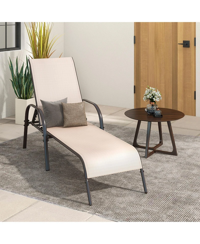 Slickblue Adjustable Patio Chaise Folding Lounge Chair with Backrest
