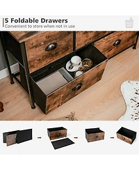 Slickblue Dresser Organizer with 5 Drawers and Wooden Top-Rustic Brown