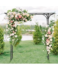 Slickblue 81 Inch Garden Arbor Metal Archway for Climbing Plants-Black