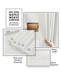 Clara Clark Heavy Duty Fabric Water-resistant Shower Curtains - Waffle Design 72"x72"
