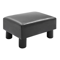 Small Faux Leather Ottoman Footrest, Black