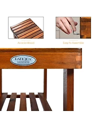 3-Tier Wood Shoe Rack 27.5' Shoe Bench Freestanding Boots Organizer Heavy-duty