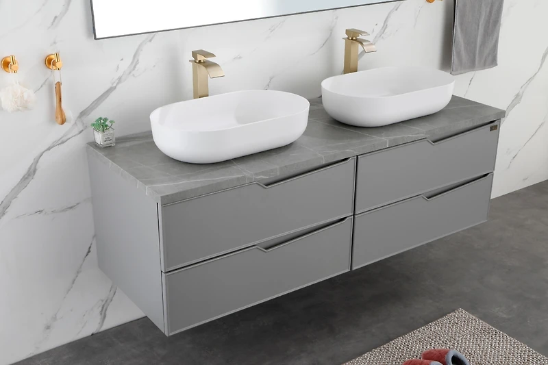 Streamdale Modern Oval White Vessel Bathroom Sink 24x14x5.5"