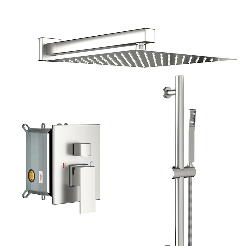 Brushed Nickel Wall Mounted Rain Shower System
