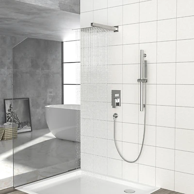 Brushed Nickel Wall Mounted Rain Shower System