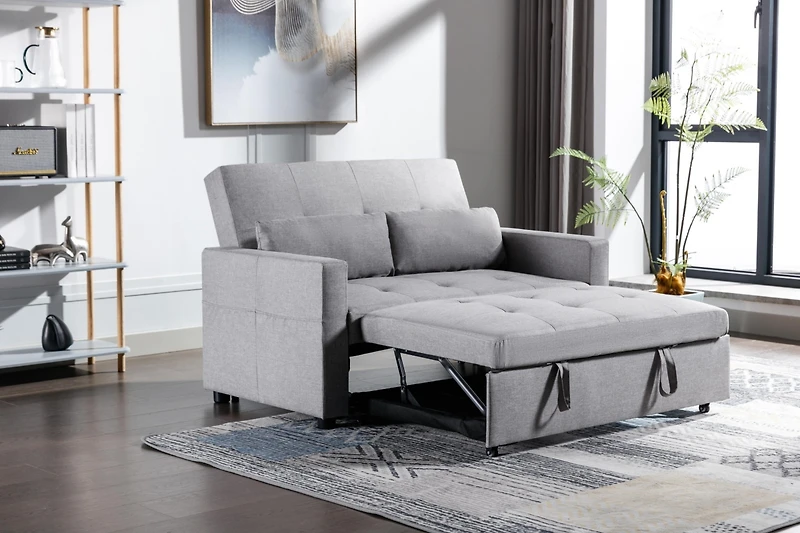 Streamdale Light Grey 3-in-1 Convertible Loveseat with Pocket