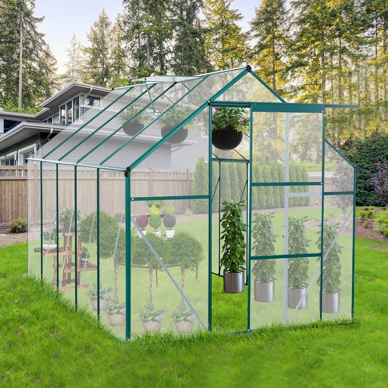 Streamdale Polycarbonate Greenhouse with Raised Base and Anchor