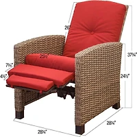 Streamdale All-Weather Wicker Recliner with Red Cushion (1 Chair)