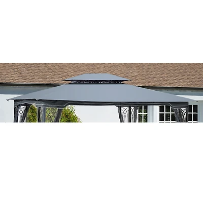 Streamdale 13 X 10FT Patio Double Roof Gazebo Replacement Canopy Top Fabric, Gray