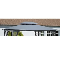 Streamdale 13 X 10FT Patio Double Roof Gazebo Replacement Canopy Top Fabric, Gray