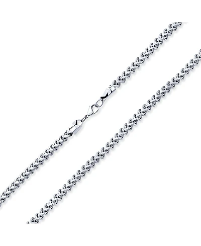 Bling Jewelry Heavy Duty Biker Jewelry Curb Wheat Link Foxtail Solid Chain Necklace Men Stainless Steel 5MM 30 Inch