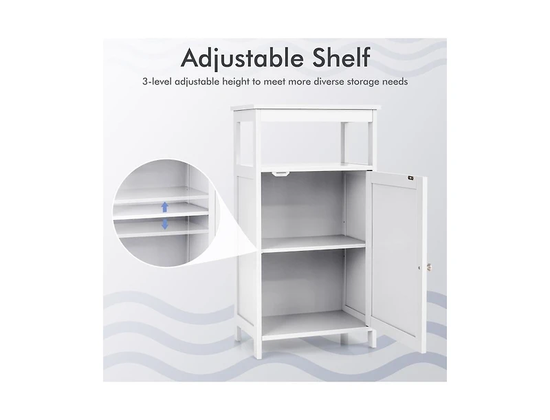 Slickblue Bathroom Wooden Floor Cabinet with Multifunction Storage Rack-Grey