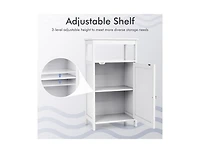 Slickblue Bathroom Wooden Floor Cabinet with Multifunction Storage Rack-Grey