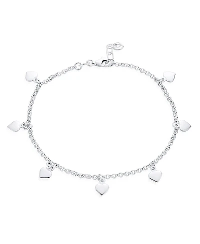Bling Jewelry Love Multi Dangling 7 Hearts Charms Anklet Ankle Bracelet Sterling Silver Adjustable 9 To 10 Inch With Extender