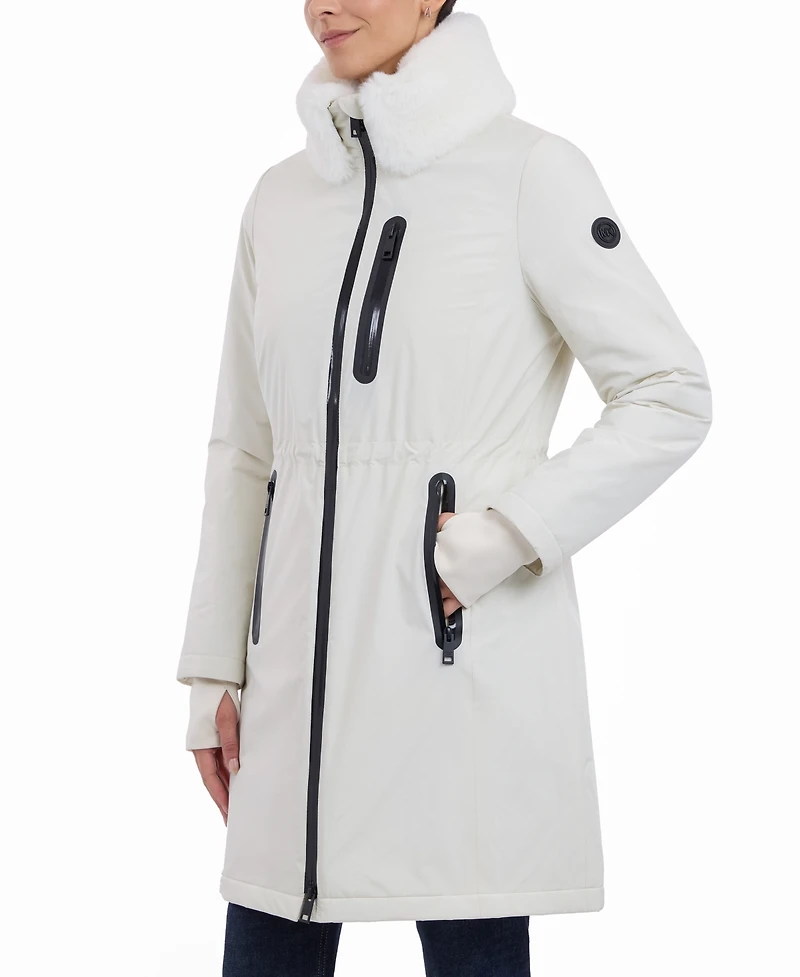 Michael Michael Kors Women's Faux-Fur-Trim Anorak Raincoat