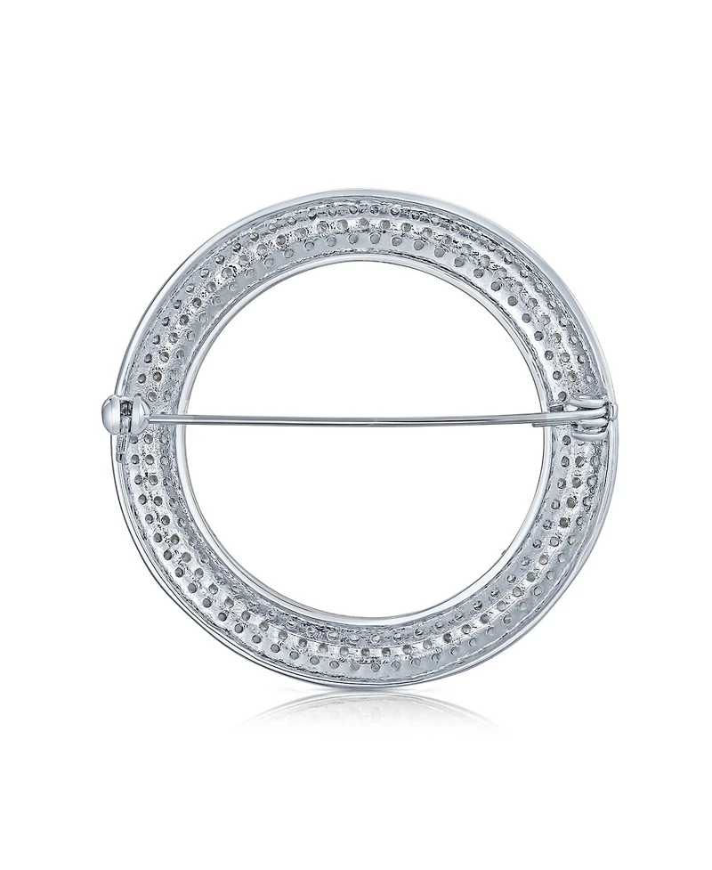 Bling Jewelry Eternity Cubic Zirconia Pave Cz Scarf Round Circle Brooch Pin For