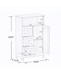 Streamdale Furniture Bathroom Standing Storage Cabinet With 3 Drawers And 1 Door