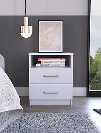 Streamdale Brookline 2-Drawer 1-Shelf Rectangle Nightstand Light Grey