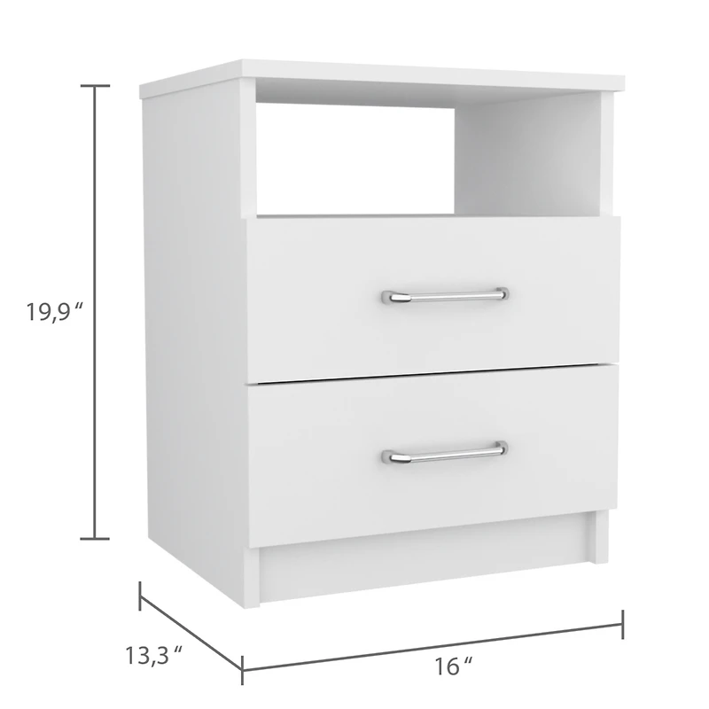 Streamdale Furniture Brookline 2-Drawer 1-Shelf Rectangle Nightstand