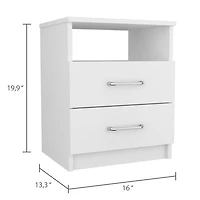 Streamdale Furniture Brookline 2-Drawer 1-Shelf Rectangle Nightstand
