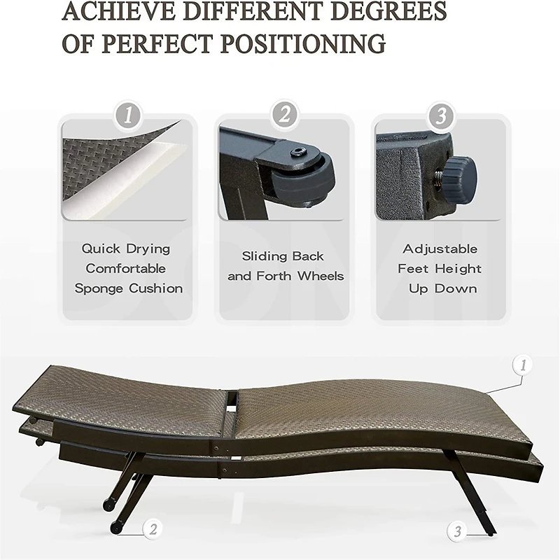 Streamdale Set of 2 Outdoor Wicker Chaise Lounge Chairs