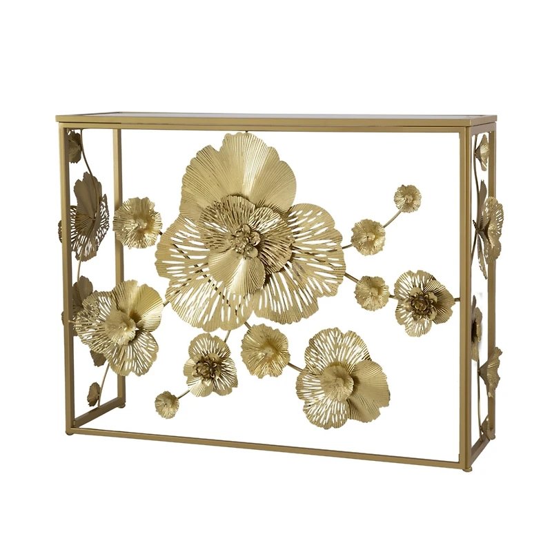 Streamdale Gold Console Table with Mirrored Glass Top, Modern Entryway Table