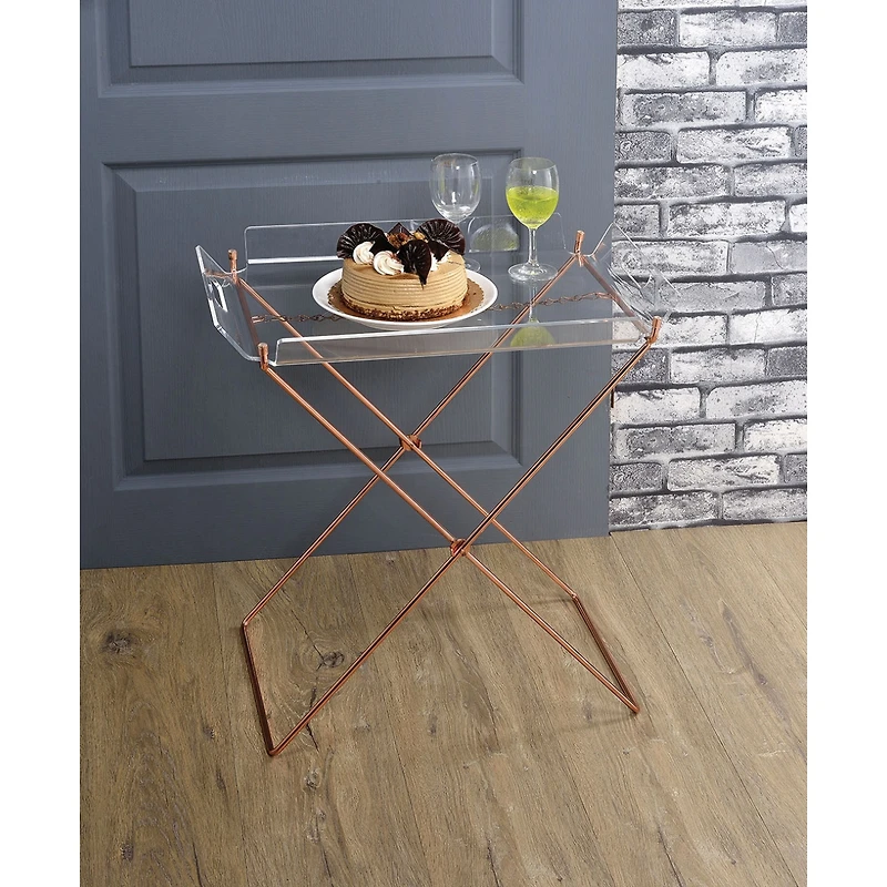 Simplie Fun Cersei Tray Table In Clear Acrylic & Copper