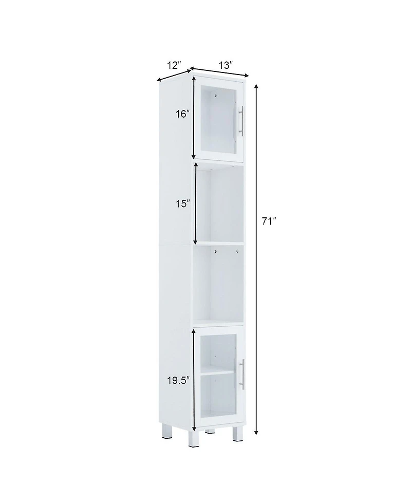 71" Bathroom Tall Tower Storage Cabinet Organizer Display Shelves Bedroom