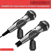 5 Core Microphone Clip Holder 2 Pieces with Screw Adapters 5/8 to 3/8 Inch