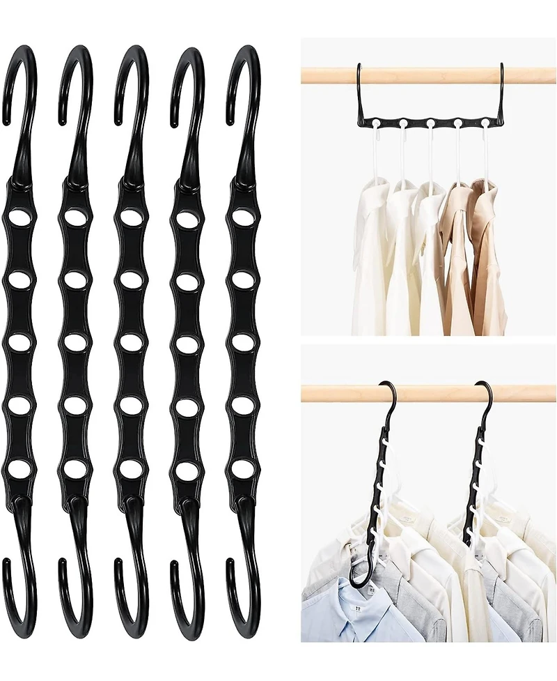 Magic Space Saving Hangers Sturdy Cascading with 5 Holes Closet Organizers and Storage College Dorm Room Essentials 16 Pack