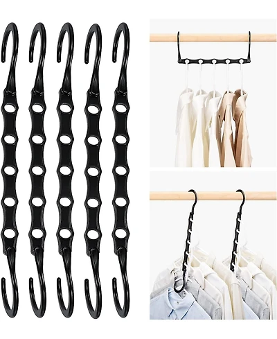Magic Space Saving Hangers Sturdy Cascading with 5 Holes Closet Organizers and Storage College Dorm Room Essentials 16 Pack