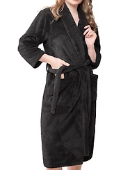 American Soft Linen Unisex Luxury Hotel Spa Warm Shawl Collar Plush Fleece Bath Robe