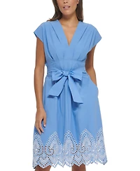 kensie Women's Eyelet-Trim Shift Dress