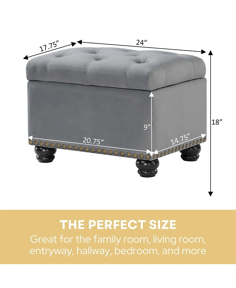 Convenience Concepts 24" Velvet 5th Avenue Storage Ottoman