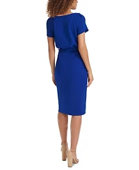kensie Women's Tulip-Sleeve Tie-Waist Sheath Dress