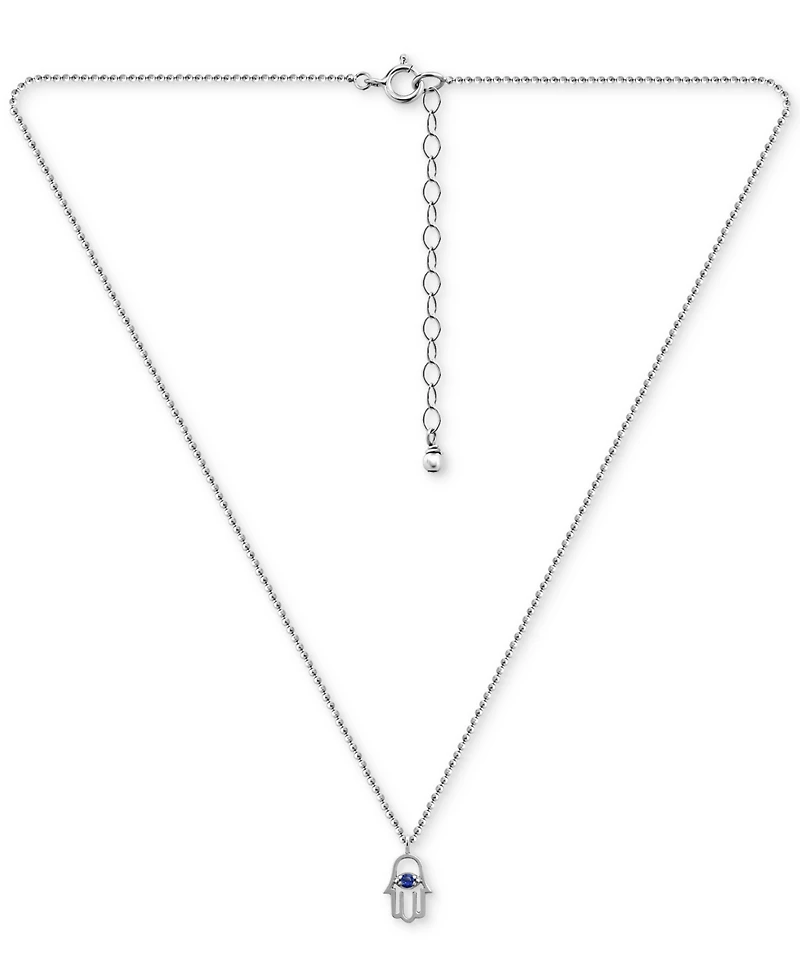 Giani Bernini Lab-Grown Sapphire Hamsa Hand Pendant Necklace (3/8 ct. t.w.) in 18k Gold-Plated Sterling Silver, 16" + 2" extender, Created for Macy's